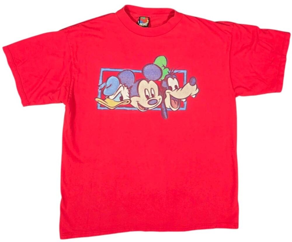 Vtg Mickey Unlimited Disney T-Shirt XL Jerry Leigh Red Donald Goofy Streetwear